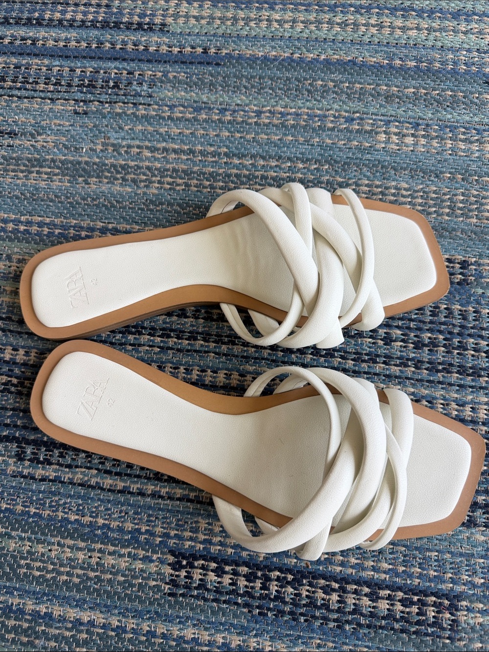 Zara Flat Strappy White Slide Sandals 3619/910 Size EUR 42 US 11 - Picture 5 of 8